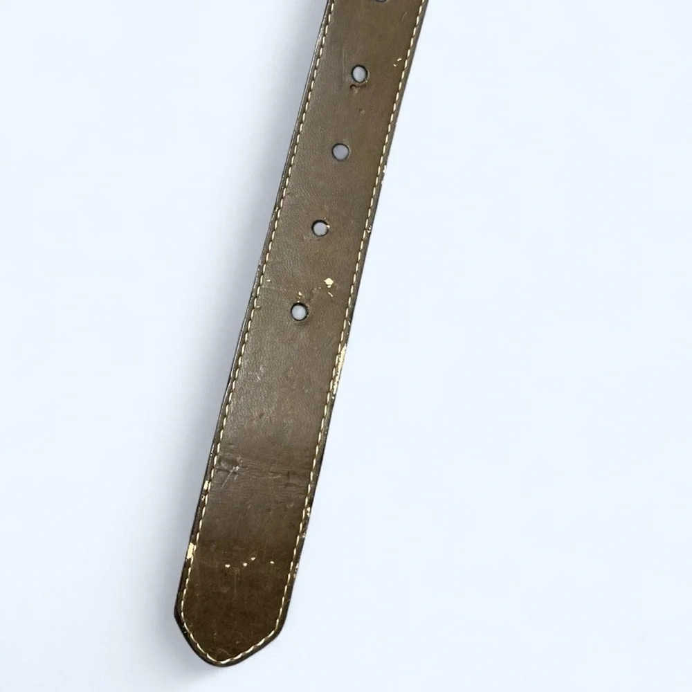 Ariat Brown Leather Floral Embroidered Belt w Large Silver Rhinestone Buckle